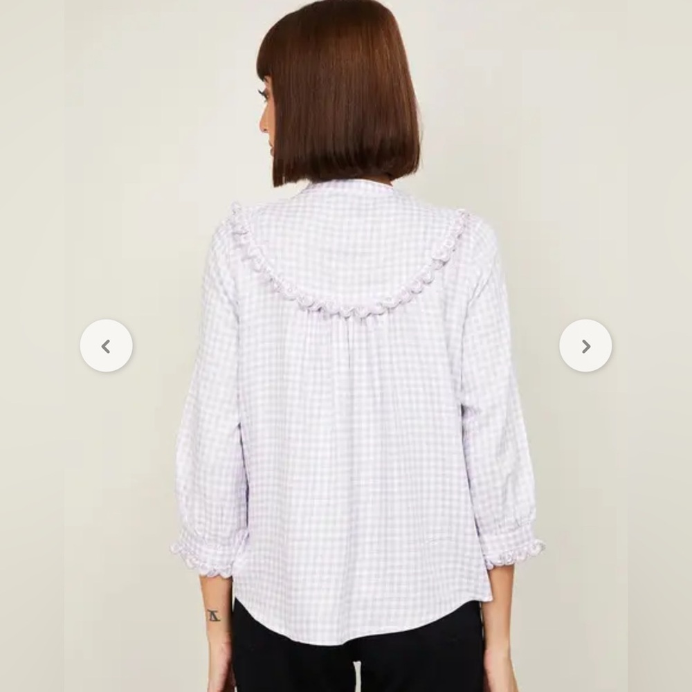 Chic Lilac Gingham Ruffle Top - Picture 2 of 4